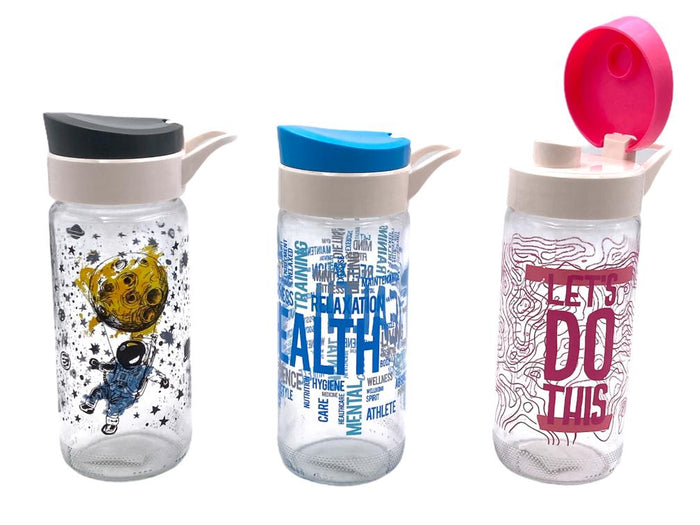 Decorated Glass Water Bottle, 0.5lt