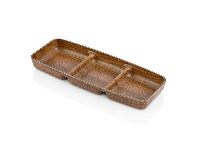 Large Snack Dish With Wooden Finish