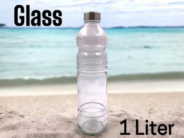 Glass Bottle 1L with Liquid Tight Stainless Steel Cover