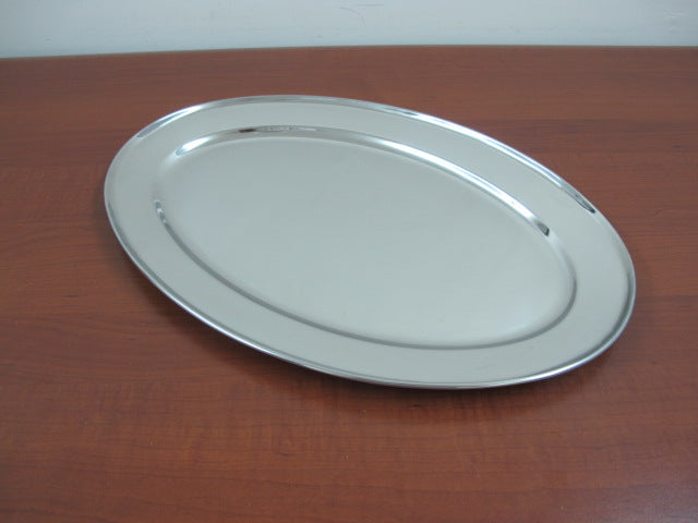 Thick oval stainless steel dish 45 cm