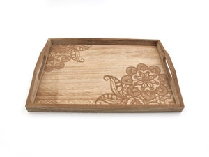 Wooden "Flower Engrave" Small Tray - HouzeCart