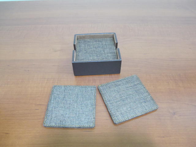 Squared Leather with Fabric Coasters