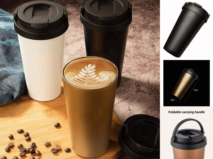 Stainless Steel Travel Mug with Cover Handle