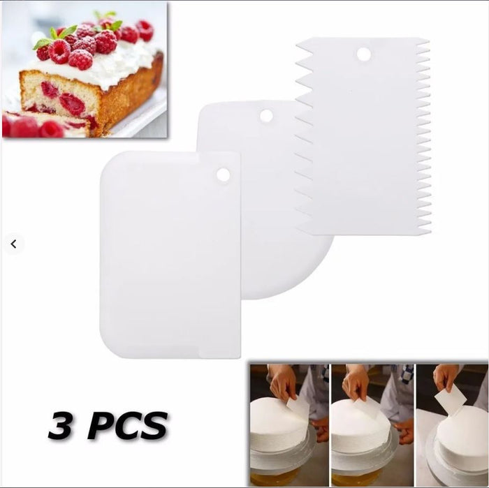 3 Pieces Plastic Dough Cutter and Icing Scraper