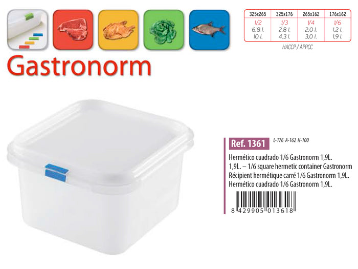 Gastronorm Plastic Storage Container - 1.9 lt