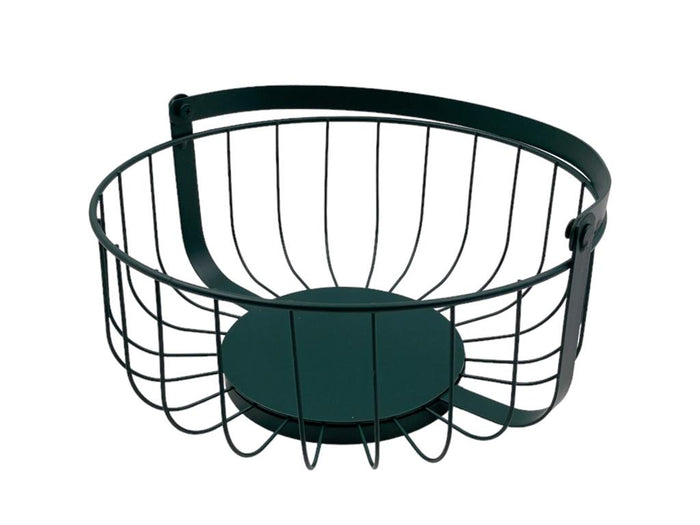 Dark Green Metal Fruit Basket with Handle