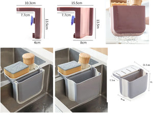 Kitchen Sink Foldable Draining Basket with Soap Holder