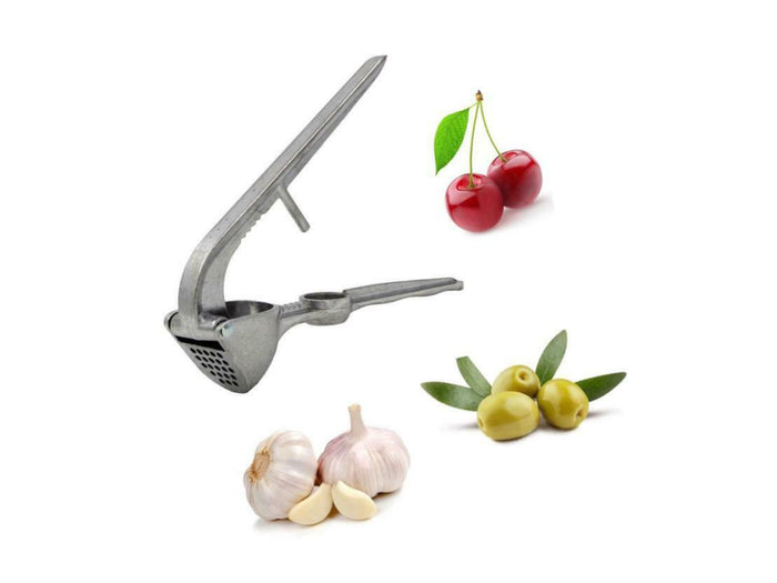 Aluminium Garlic Press with Cherry and Olive Pitter