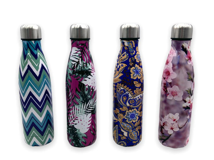 Decorated Stainless Steel Vacuum Water Bottle 500ml