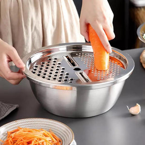 3 Pieces Stainless Steel Grater with Strainer and Bowl - HouzeCart