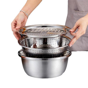 3 Pieces Stainless Steel Grater with Strainer and Bowl - HouzeCart