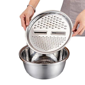 3 Pieces Stainless Steel Grater with Strainer and Bowl - HouzeCart