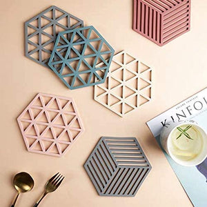 Set of 4 Silicon Heat Pad Hexagon Shape