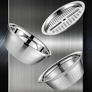 3 Pieces Stainless Steel Grater with Strainer and Bowl - HouzeCart