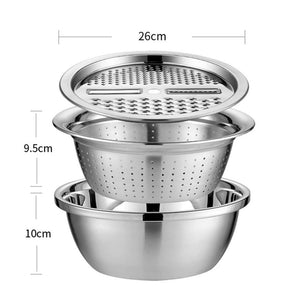 3 Pieces Stainless Steel Grater with Strainer and Bowl - HouzeCart