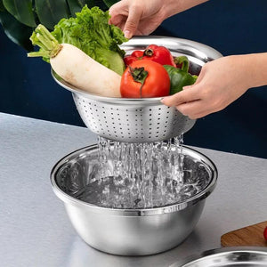 3 Pieces Stainless Steel Grater with Strainer and Bowl - HouzeCart