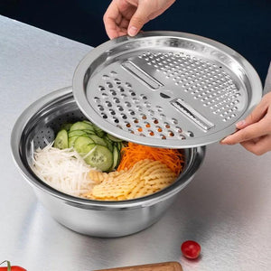 3 Pieces Stainless Steel Grater with Strainer and Bowl - HouzeCart